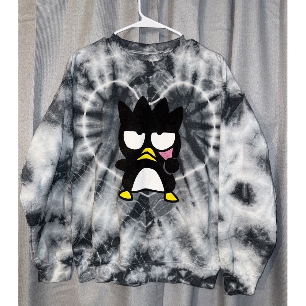 Sanrio Badtz-Maru Tie Dye Crewneck Sweatshirt Small Gray Bioworld 2024